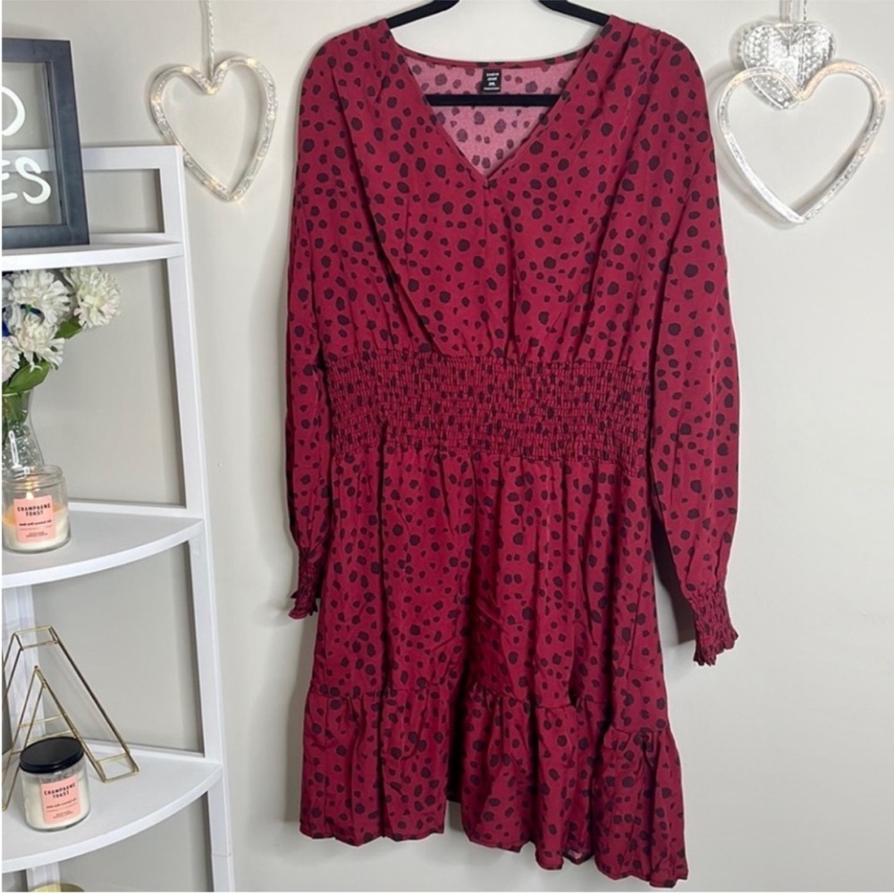 SHEIN Dalmatian Print Ruffle Hem Dress